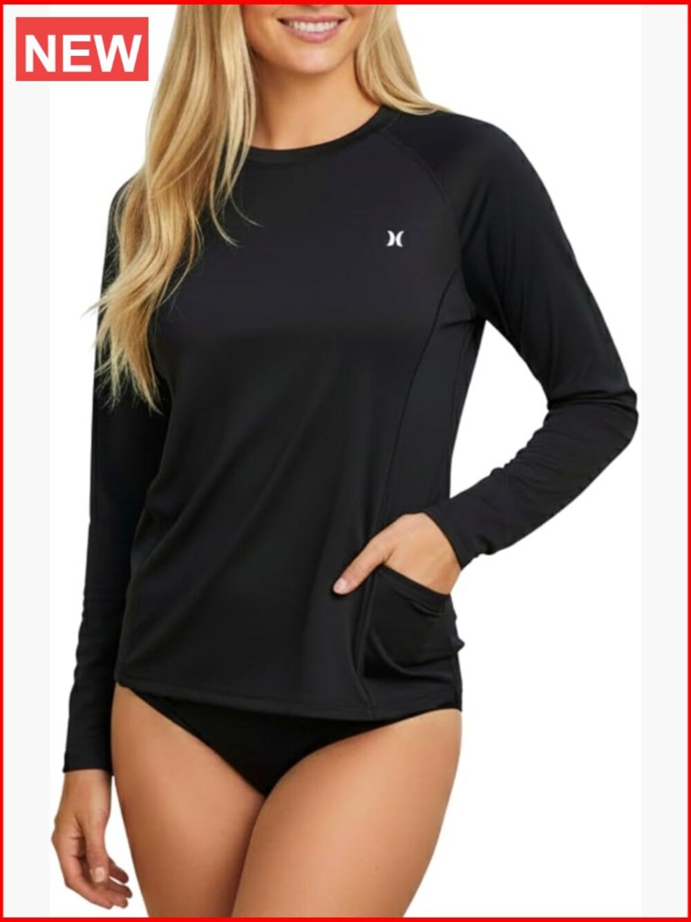Long Sleeve Rash Guard SPF 50+ Quick Dry Swim Shirt with Pockets